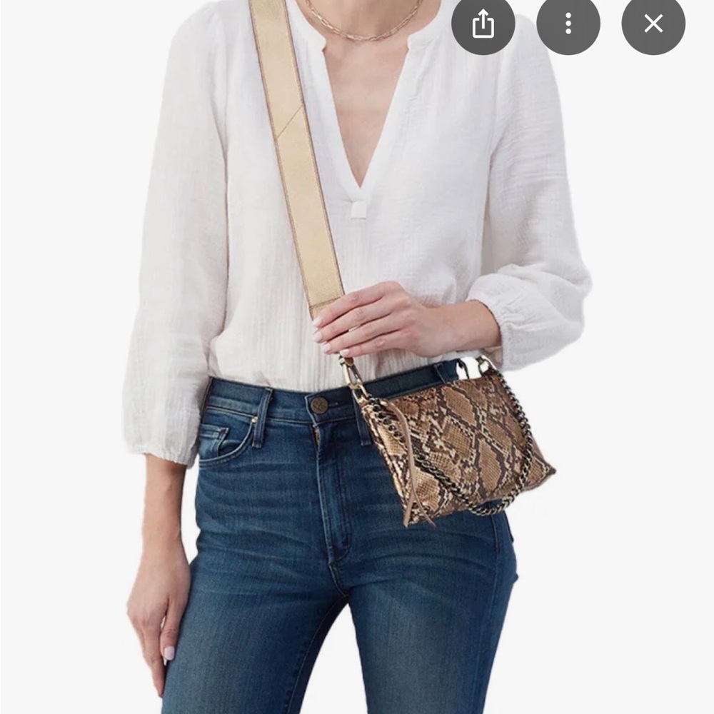HOBO Snake Print Crossbody Bag with Wide Tan Strap